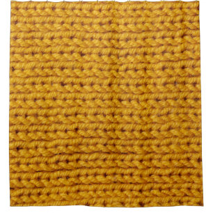 Yellow knitted wool, high-resolution texture. shower curtain