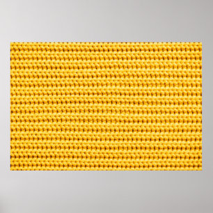 Yellow knitted woolen fabric background poster