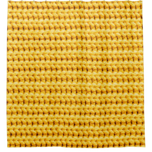 Yellow knitted woolen fabric background shower curtain (Front)