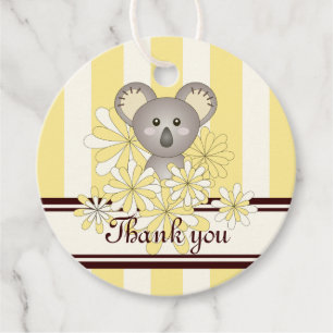 Yellow Koala Baby Shower / Birthday Thank You Favour Tags