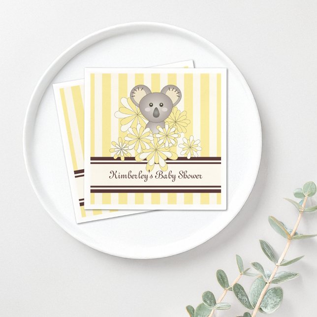 Yellow Koala Birthday / Gender Neutral Baby Shower Napkin (Creator Uploaded)