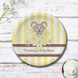 Yellow Koala Birthday   Gender Neutral Baby Shower Paper Plate
