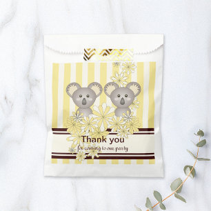 Yellow Koala Twin Baby Shower / Kids Birthday Favour Bags
