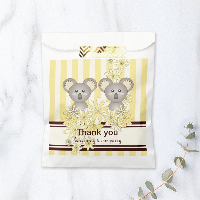 Yellow Koala Twin Baby Shower / Kids Birthday Favour Bags (Creator Uploaded)