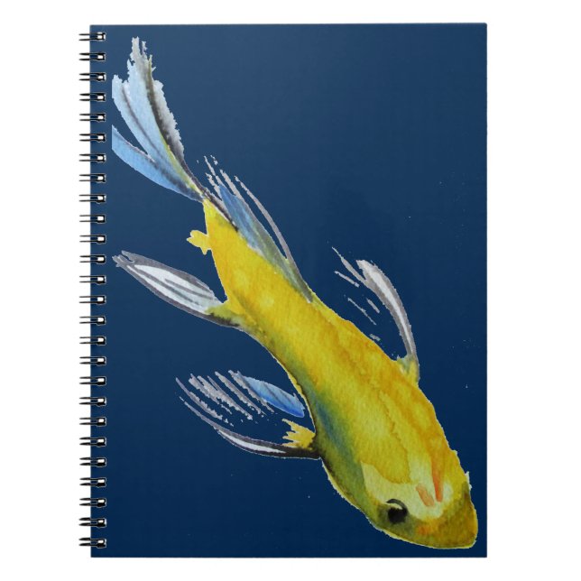 Yellow koi Japanese carp watercolour art fish Notebook (Front)