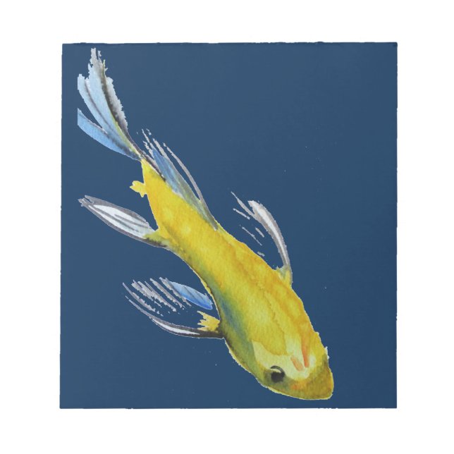 Yellow koi Japanese carp watercolour art fish Notepad (Front)
