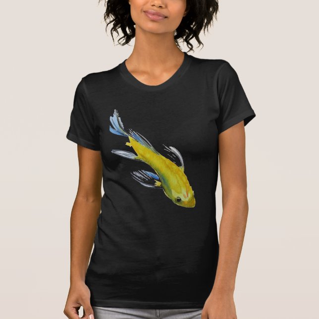 Yellow koi Japanese carp watercolour art fish T-Shirt (Front)