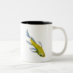 Yellow koi Japanese carp watercolour art fish Two-Tone Coffee Mug