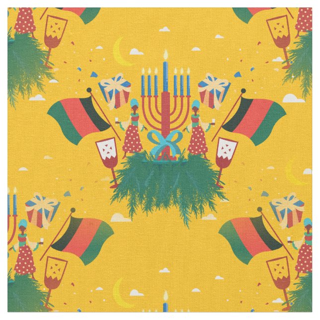 yellow kwanzaa fabric (Close Up)