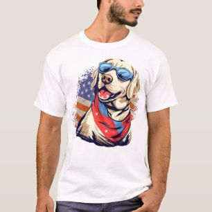 Yellow Lab 4Th Of July Design Patriotic Pup Labrad T-Shirt