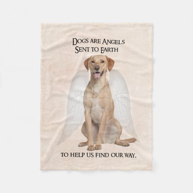 Yellow Lab Angel Fleece Blanket (Front)