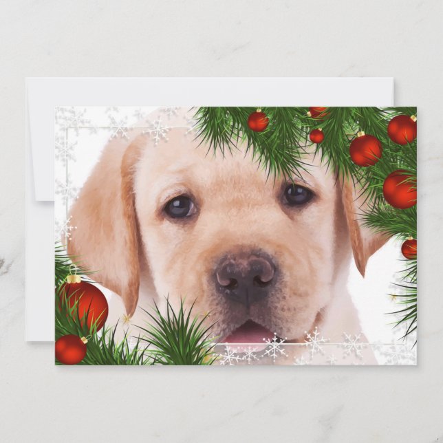 Yellow Lab Christmas Card- Cute Dog Puppy Labrador Holiday Card (Front)