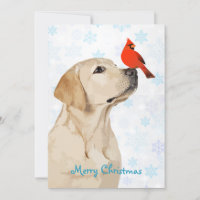 Yellow Lab Christmas Cardinal - Cute Labrador Dog