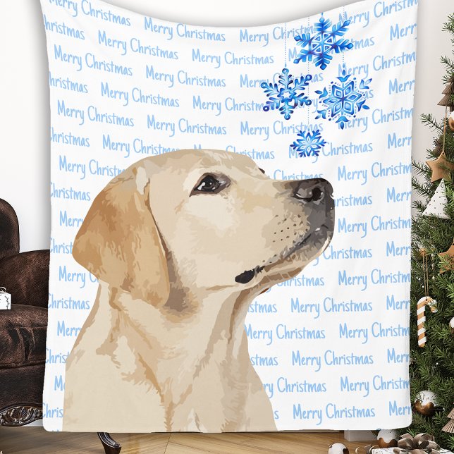 Yellow Lab Christmas Dog Labrador Fleece Blanket (Creator Uploaded)