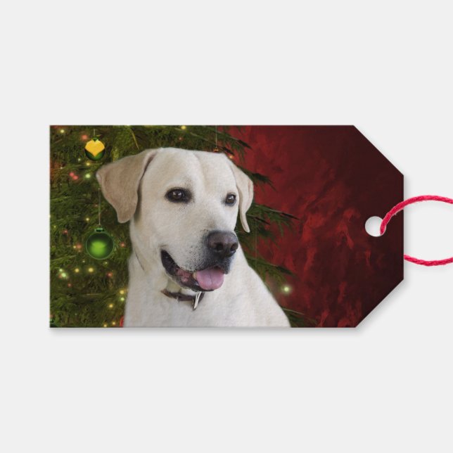 Yellow lab Christmas Gift Tags (Front (Horizontal))