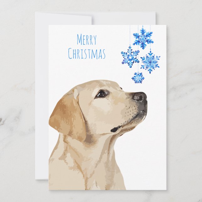 Yellow Lab Christmas Snowflakes Cute Labrador Dog Invitation (Front)