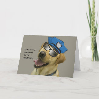 Yellow Lab Cop in disguise birthday card