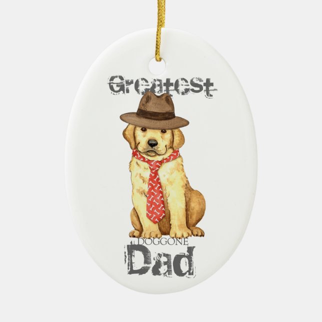 Yellow Lab Dad Ceramic Ornament (Front)