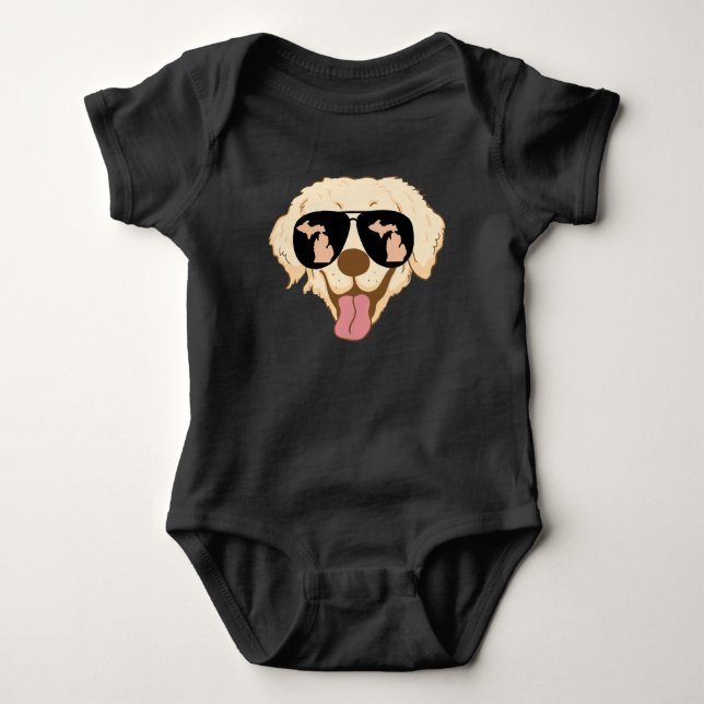 Yellow Lab Dog art on baby outfit Baby Bodysuit (Front)