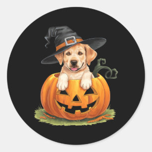 Yellow Lab Dog Halloween Pumpkin Classic Round Sticker