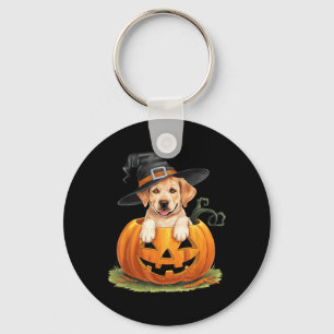 Yellow Lab Dog Halloween Pumpkin Key Ring