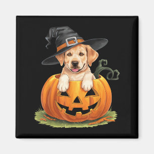 Yellow Lab Dog Halloween Pumpkin Magnet