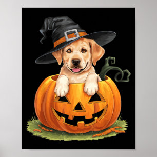 Yellow Lab Dog Halloween Pumpkin Poster