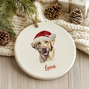 Yellow Lab Dog Personalised Christmas Ceramic Tree Decoration