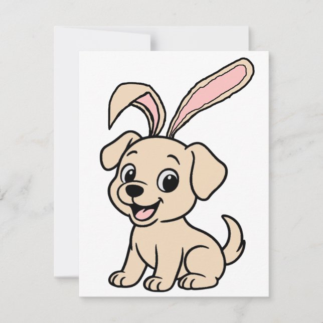 Yellow Lab Easter Rabbit Cartoon Card (Front)