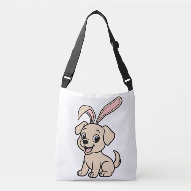 Yellow Lab Easter Rabbit Cartoon Crossbody Bag (Front)