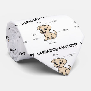 Yellow Lab Funny Cartoon Anatomy Tie
