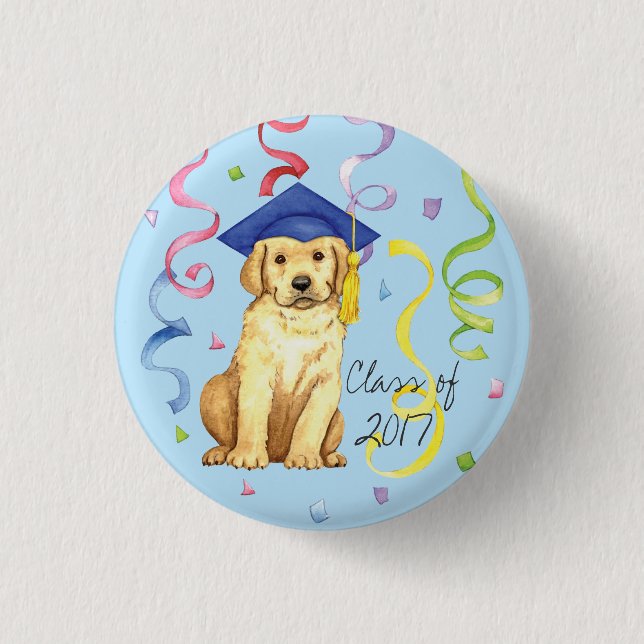Yellow Lab Graduate 3 Cm Round Badge (Front)