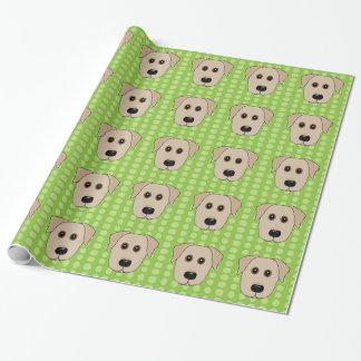 Yellow Lab Green Polka Dots Wrapping Paper