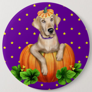Yellow Lab Halloween Labr-O-Lantern 6 Cm Round Badge