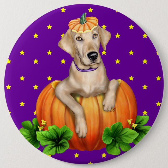 Yellow Lab Halloween Labr-O-Lantern 6 Cm Round Badge (Front)