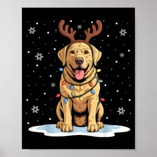 Yellow Lab Labrador Christmas Reindeer Dog Lover X Poster