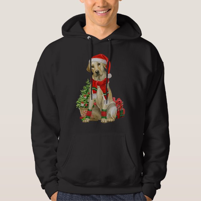 Yellow Lab Labrador Christmas Tree Dog Lover Xmas  Hoodie (Front)