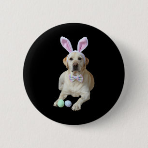 Yellow Lab Labrador Easter Dog Bunny Ears Egg Hunt 6 Cm Round Badge