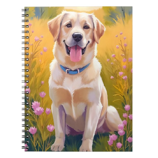 Yellow Lab Labrador Retriever Dog Painting Notebook (Front)