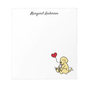 Yellow Lab Licking Ice Cream Red Heart Notepad