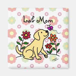 Yellow Lab Mum & Green Floral Magnet