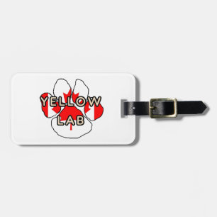 yellow lab name Canadian-Flag paw Luggage Tag