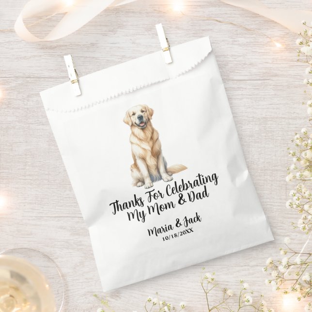 Yellow Lab Personalised Pet Wedding Cocktail Favour Bags (Clipped)