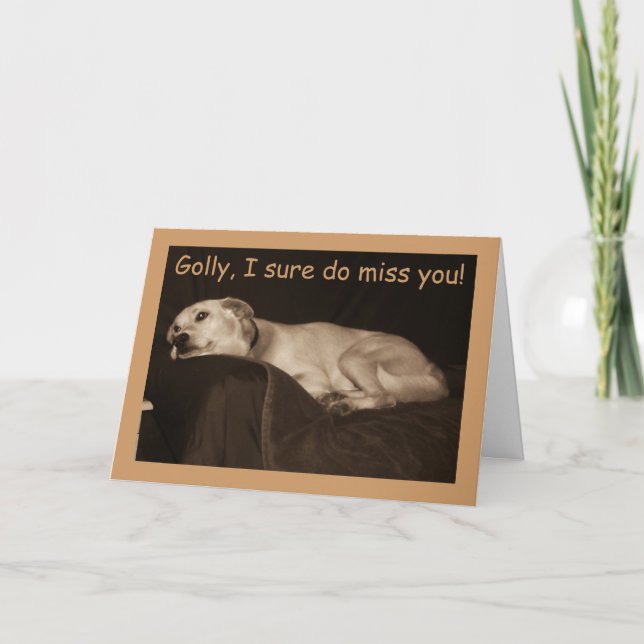 Yellow Lab Pit Husky  I Miss You Card (Front)