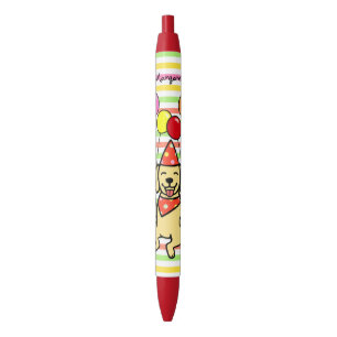 Yellow Lab Puppy Birthday Balloons Black Ink Pen