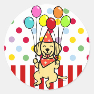 Yellow Lab Puppy Birthday Balloons Classic Round Sticker