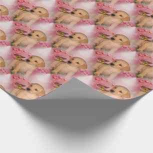 Yellow Lab Puppy Butterfly Animal Pattern Wrapping Paper