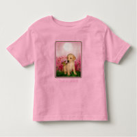 Yellow Lab Puppy Butterfly Lily Flowers Dog Art 