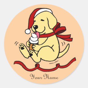 Yellow Lab Puppy Christmas Cartoon Stickers