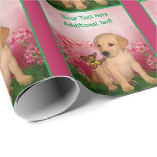 Yellow Lab Puppy Dog Art Personalised Wrapping Paper
